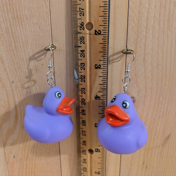 Purple Duck Earrings - Picture 1 of 4